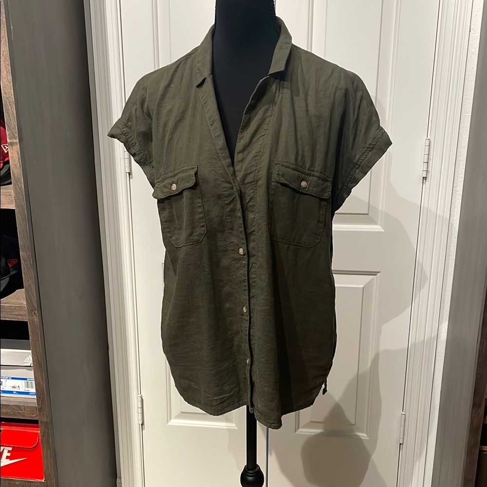 Old Navy Green Casual Button Down Shirt Utility Style